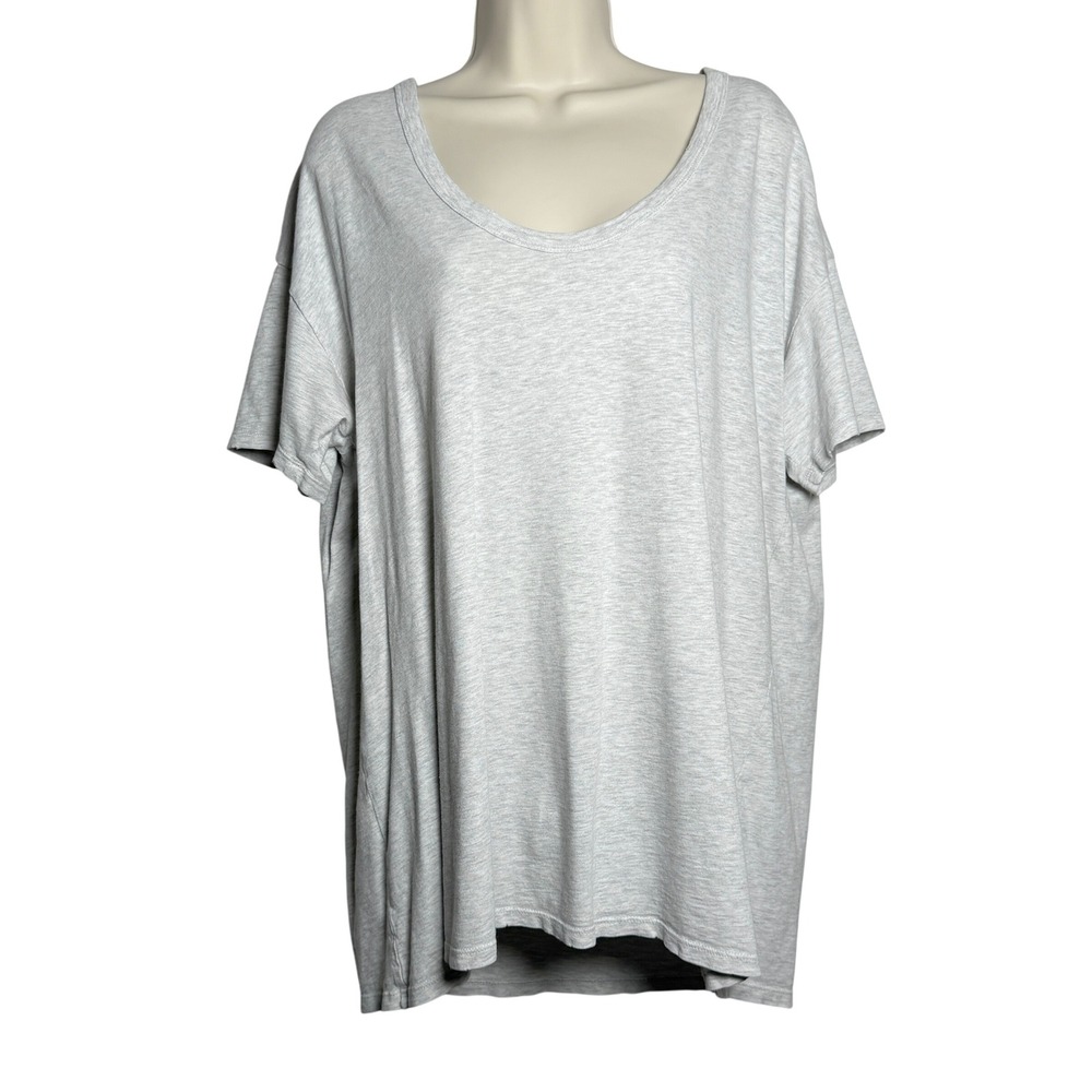 Aerie Womens T-Shirt S Gray Scoop Neck Casual Heather Oversized‎ Lounge Basics